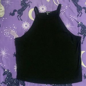 Black cropped halter top